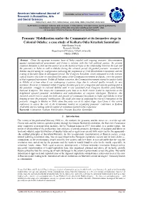 Peasants' Mobilization Under the Communist at Its Formative Stage In