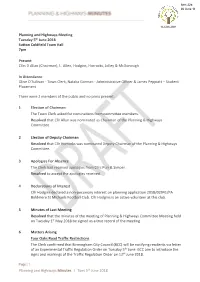 Planning and Highways Minutes | Tues 5Th June 2018 Planning And
