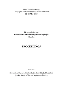 First Workshop on Resources for African Indigenous Languages (RAIL)