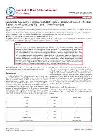 Method of Rough Estimation of Median Lethal Dose (Ld50)
