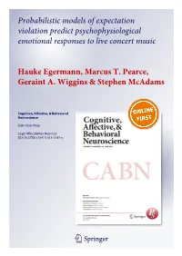 Probabilistic Models of Expectation Violation Predict Psychophysiological Emotional Responses to Live Concert Music