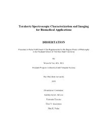 Terahertz Spectroscopic Characterization and Imaging for Biomedical Applications