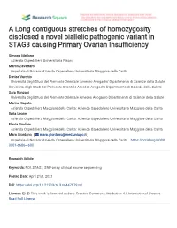 A Long Contiguous Stretches of Homozygosity Disclosed a Novel Biallelic Pathogenic Variant in STAG3 Causing Primary Ovarian Insu�Ciency