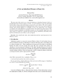 A Note on Subsethood Measure of Fuzzy Sets