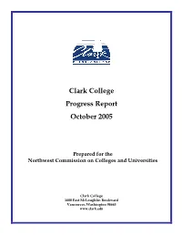 Clark College Progress Report October 2005
