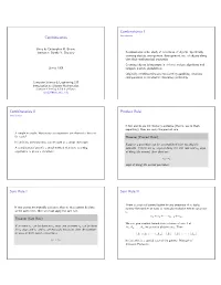 Combinatorics Combinatorics I Combinatorics II Product Rule Sum Rule I Sum Rule II