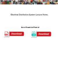 Electrical Distribution System Lecture Notes