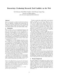 Evaluating Research Tool Usability on the Web