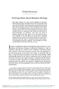 Evolving Ideas About Business Strategy