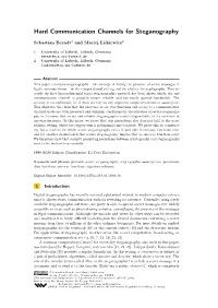 Hard Communication Channels for Steganography
