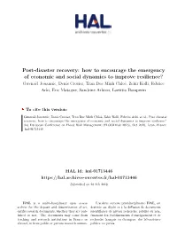 Post-Disaster Recovery