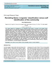 Revisiting Gamo: Linguists’ Classification Versus Self Identification of the Community