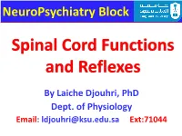 Neuropsychiatry Block Spinal Cord Functions and Reflexes