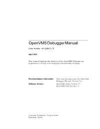 Openvms Debugger Manual