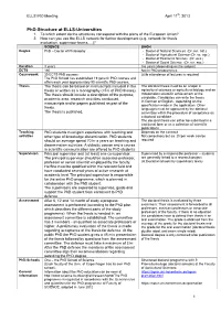 PHD-Structure at ELLS – Universities