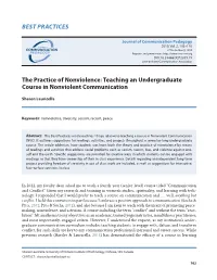 Teaching an Undergraduate Course in Nonviolent Communication