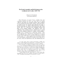 The Parish Assembly and Its Delegates in the Loudunais and Acadia, 1650–1755