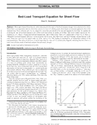 Bed-Load Transport Equation for Sheet Flow