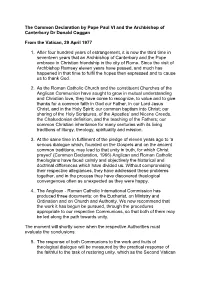 Common Declaration by Pope Paul VI and the Archbishop of Canterbury Dr Donald Coggan