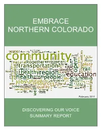 Discovering Our Voice Summary Report Embrace Northern Colorado