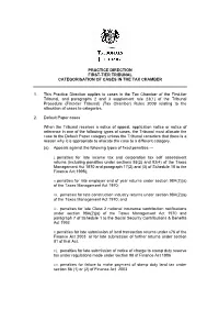 Revised Tax Practice Direction Case Categorisation Practice Direction