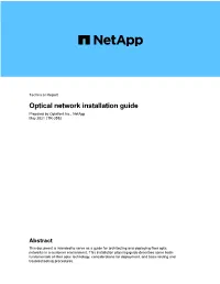 TR-3552: Optical Network Installation Guide