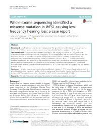 Whole-Exome Sequencing Identified a Missense Mutation in WFS1