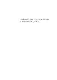 Competences of Collegial Organs in a Particular