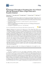 Hydrological Drought in Dongting Lake Area (China) After the Running of Three Gorges Dam and a Possible Solution