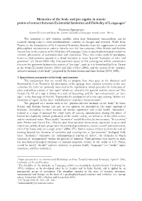 Memories of the Body and Pre-Signity in Music: Points of Contact Between Existential Semiotics and Globality of Languages1