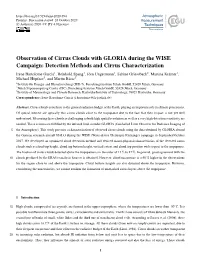 Observation of Cirrus Clouds with GLORIA During the WISE Campaign