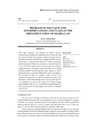 Problem of Isis's Qur'anic Interpretations and Claim