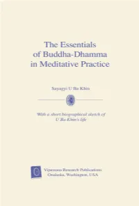 The Essentials of Buddha-Dhamma in Meditative Practice