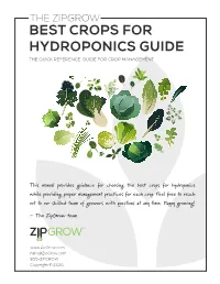 The Zipgrow Best Crops for Hydroponics Guide the Quick Reference Guide for Crop Management