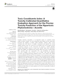 Toxic Constituents Index: a Toxicity-Calibrated Quantitative Evaluation Approach for the Precise Toxicity Prediction of the Hypertoxic Phytomedicine—Aconite