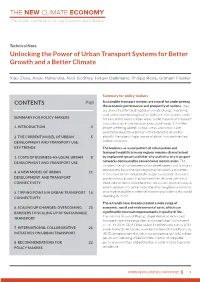 Unlocking the Power of Urban Transport Systems for Better Growth and a Better Climate