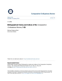 Bibliographical History and Indices of the Comparative Civilizations Review, 1-50