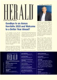 Goodbye to an Annus Horribilis 2020 and Welcome to a Better Year
