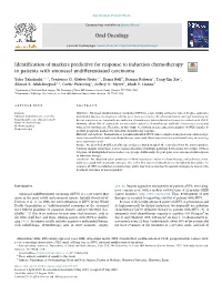 Identification of Markers Predictive for Response to Induction