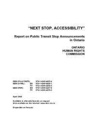 "Next Stop, Accessibility" Report on the Public Transit Stop