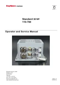 Operator and Service Manual Standard 30 MF