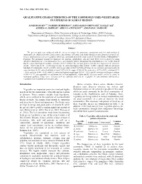 Qualitative Characteristics of the Commonly Used Vegetables in Usterzai of Kohat Region