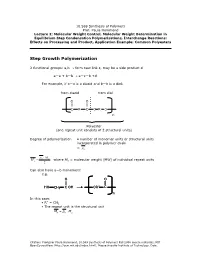 Step Growth Polymerization