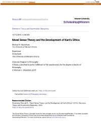 Moral Sense Theory and the Development of Kant's Ethics