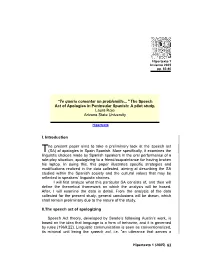 The Speech Act of Apologies in Peninsular Spanish: a Pilot Study