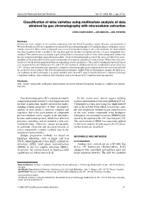 Classification of Wine Varieties Using Multivariate Analysis of Data Obtained by Gas Chromatography with Microcolumn Extraction