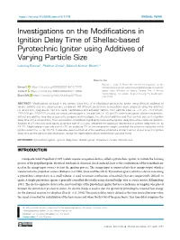 Investigations on the Modifications in Ignition Delay Time of Shellac