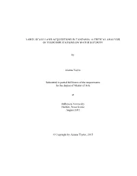Large-Scale Land Acquisitions in Tanzania: a Critical Analysis of Their Implications on Water Security