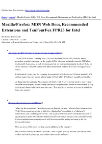Mozilla/Firefox: MDN Web Docs, Recommended Extensions and Tenfourfox FPR23 for Intel