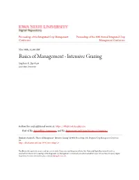 Basics of Management - Intensive Grazing Stephen K